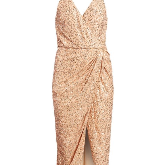 Jonathan Simkhai Gold Sequin Slip Wrap Dress - Picture 9 of 16